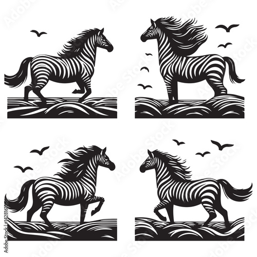 create zebra Silhouette with white background