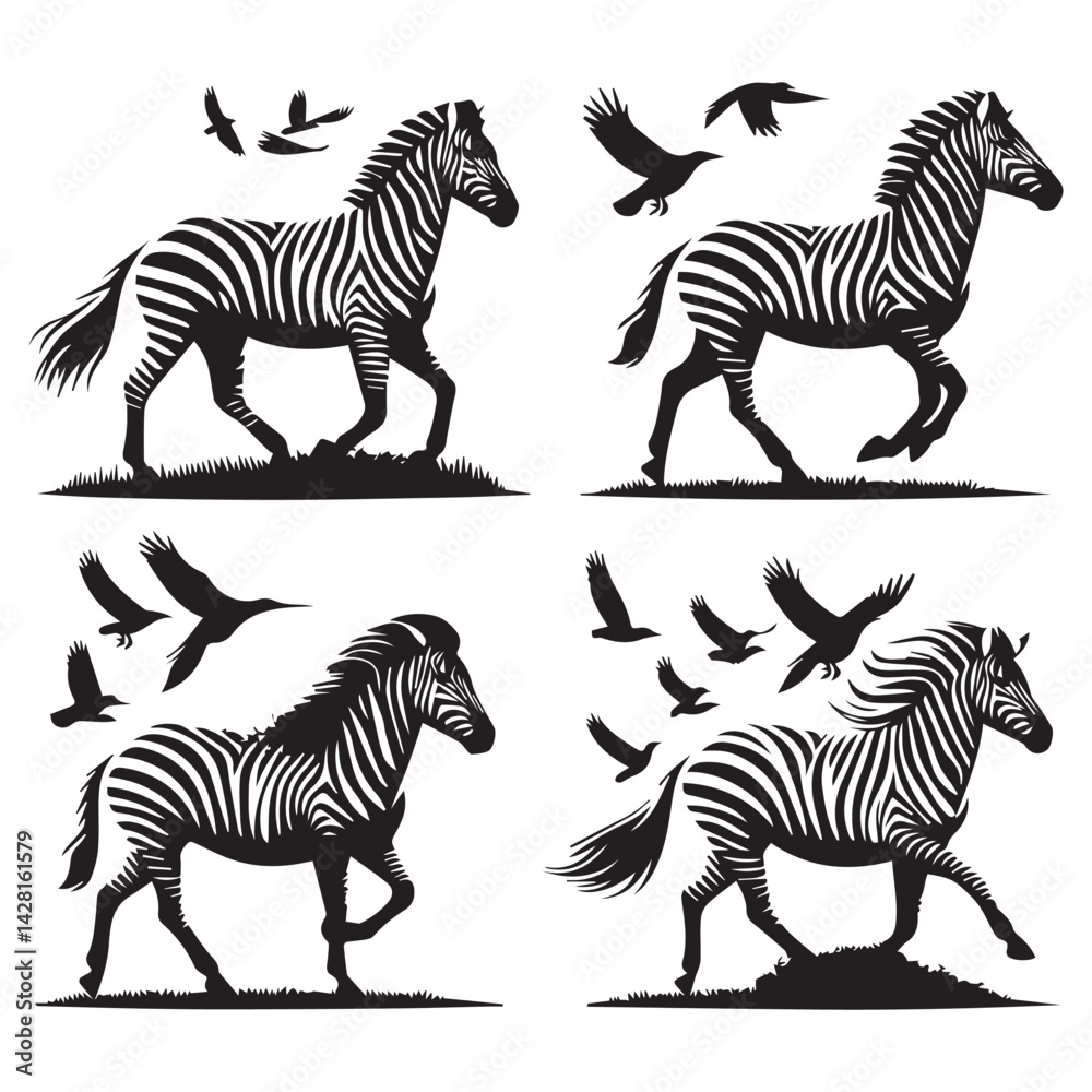 Obraz premium create zebra Silhouette with white background