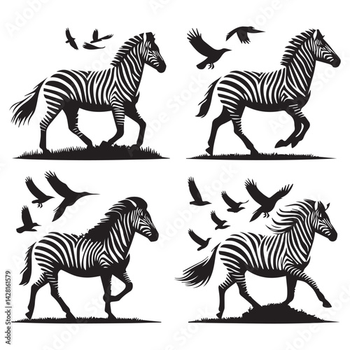create zebra Silhouette with white background