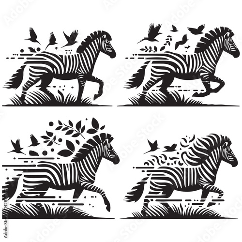 create zebra Silhouette with white background