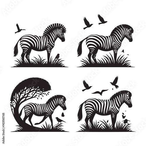 create zebra Silhouette with white background