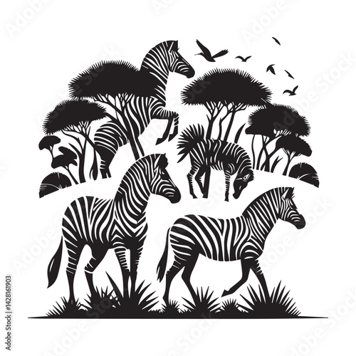 create zebra Silhouette with white background