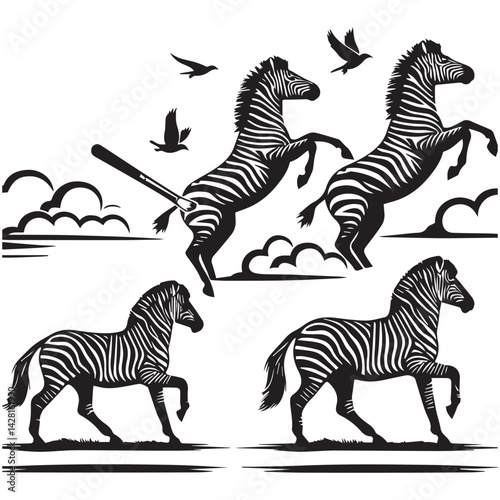 create zebra Silhouette with white background