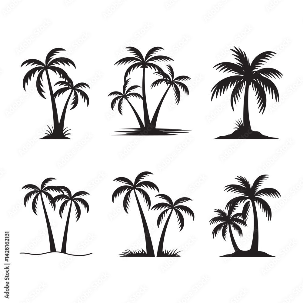 Fototapeta premium Palm tree, Palm Tree Silhouette Design Vector, 