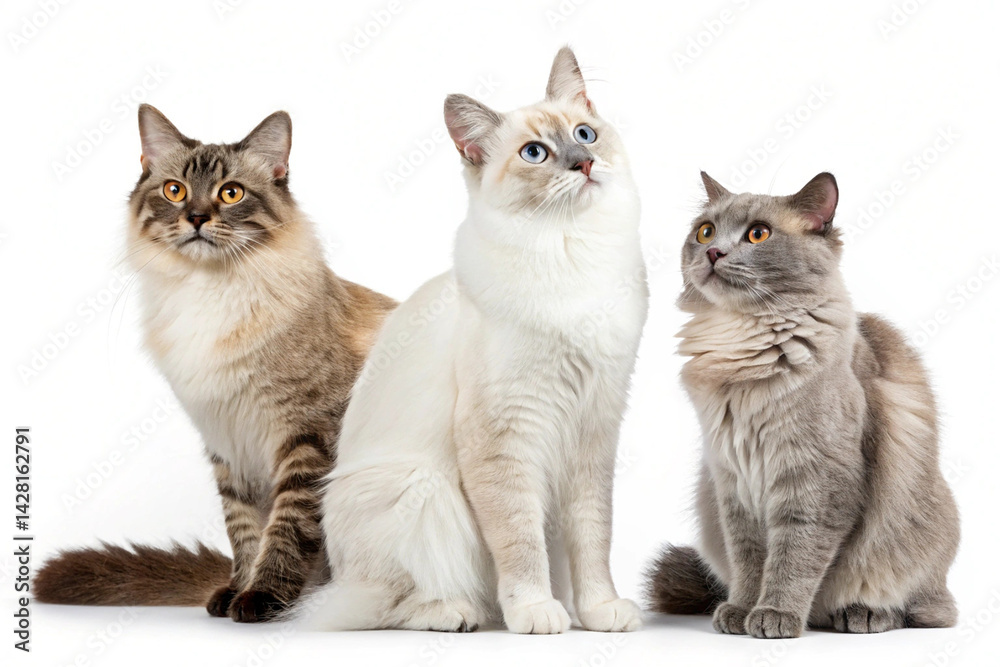 Obraz premium Calm Cat Resting on White Background 