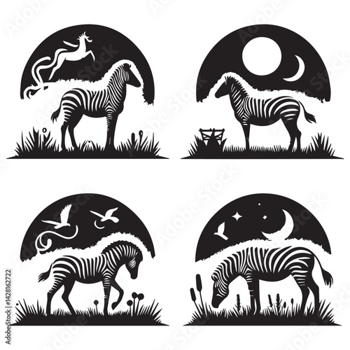 create zebra Silhouette with white background