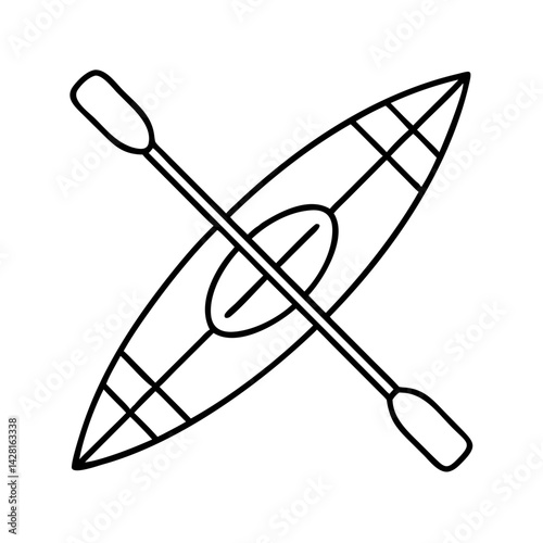 kayak icon, kayak line art - simple line art of kayak, perfect for kayak logos and icons