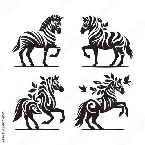 create zebra Silhouette with white background