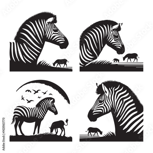 create zebra Silhouette with white background