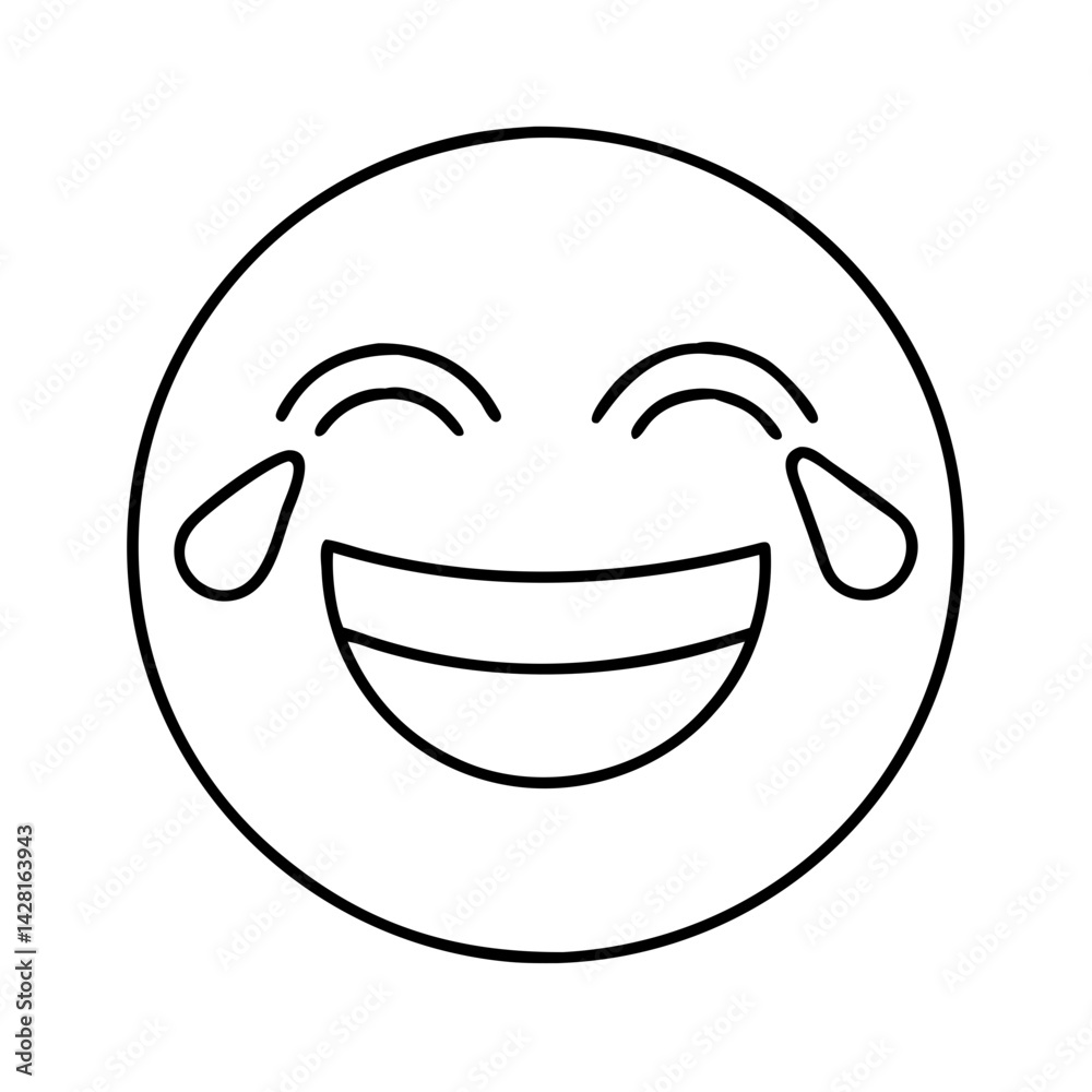 laughing face with tears icon, laughing face with tears line art - simple line art of laughing face with tears, perfect for laughing face with tears logos and icons