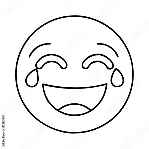 laughing face with tears icon, laughing face with tears line art - simple line art of laughing face with tears, perfect for laughing face with tears logos and icons