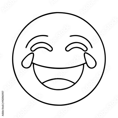 laughing face with tears icon, laughing face with tears line art - simple line art of laughing face with tears, perfect for laughing face with tears logos and icons