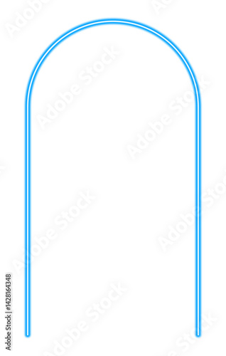 Blue neon arch on transparent background. Vector illustration