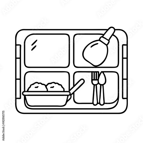 lunch tray icon, lunch tray line art - simple line art of lunch tray, perfect for lunch tray logos and icons