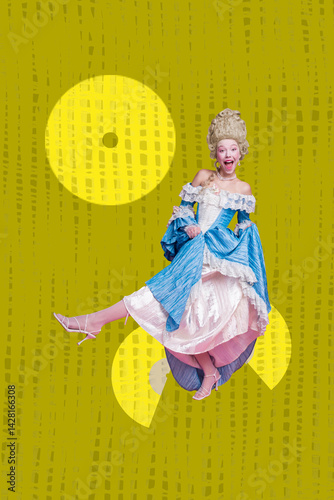 Obraz na płótnie Pop image sketch 3d collage poster of happy duchess girl dance retro party celebration event weekend chill disco occasion w salonie
