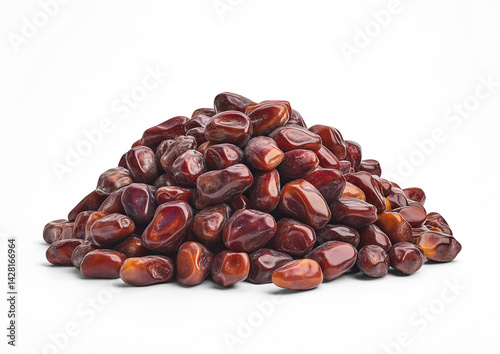 Fard Dates Isolated on Transparent Background, Sweet Glossy Omani Dates, Healthy Snack, Nutrient-Rich Arabian Dried Fruit Cluster
