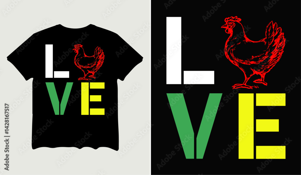 Fototapeta premium Vintage chicken love poultry farmer t-shirt design for t-shirt quotes or poster svg printable cut file