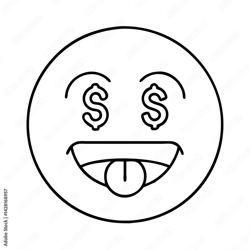 Obraz premium money mouth face icon, money mouth face line art - simple line art of money mouth face, perfect for money mouth face logos and icons