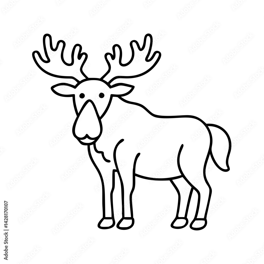 Fototapeta premium moose icon, moose line art - simple line art of moose, perfect for moose logos and icons