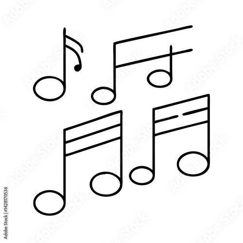 musical notes for music class icon, musical notes for music class line art - simple line art of musical notes for music class, perfect for musical notes for music class logos and icons