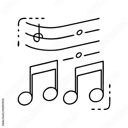 musical notes for music class icon, musical notes for music class line art - simple line art of musical notes for music class, perfect for musical notes for music class logos and icons