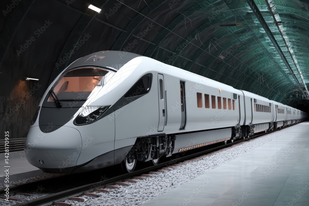 Fototapeta premium Modern train in tunnel