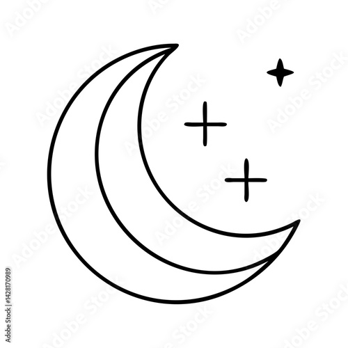 new moon icon, new moon line art - simple line art of new moon, perfect for new moon logos and icons