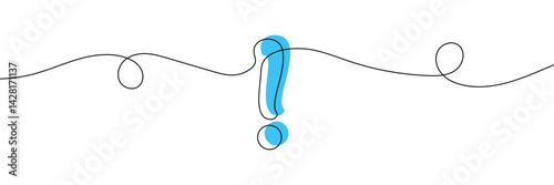 Continuous linear drawing of exclamation mark. Single-line drawing of an exclamation mark. Exclamation mark in one line style. Vector illustration .EPS 10 . 