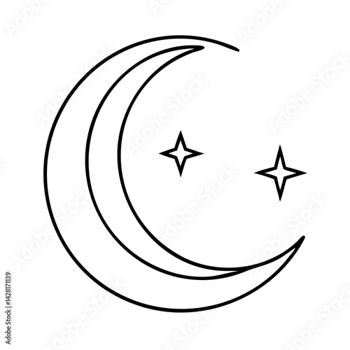 new moon icon, new moon line art - simple line art of new moon, perfect for new moon logos and icons