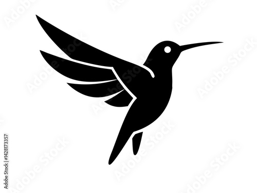 Solid Black Background for Design Purposes . A completely black image ideal for showcasing graphic elements, text overlays, or as a backdrop for presentations or websites of humming bird logo design .