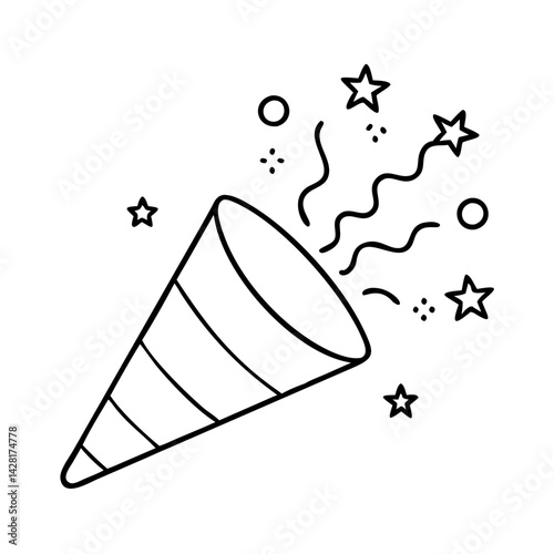 party popper icon, party popper line art - simple line art of party popper, perfect for party popper logos and icons