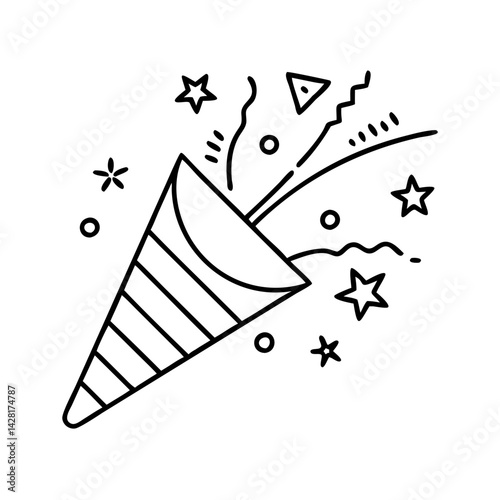 party popper icon, party popper line art - simple line art of party popper, perfect for party popper logos and icons