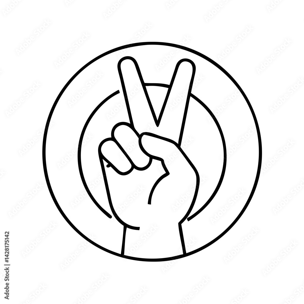 Fototapeta premium peace sign icon, peace sign line art - simple line art of peace sign, perfect for peace sign logos and icons