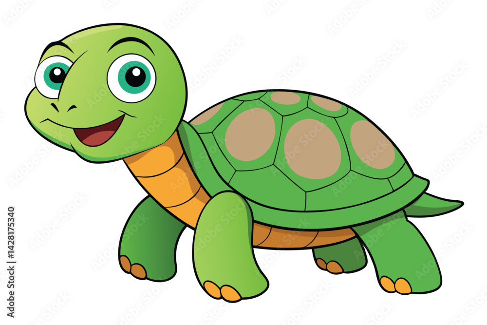 Fototapeta premium Illustration of Cute Turtle animal on white