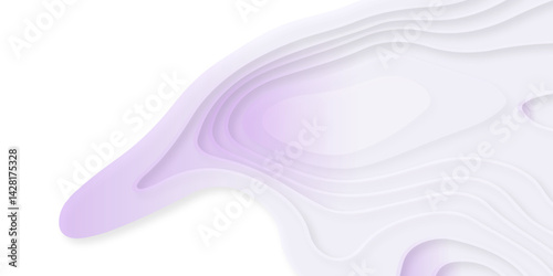 Abstract white papercut smooth creative digital spiral concept gradient shadow art web topography map business banner texture design.	
