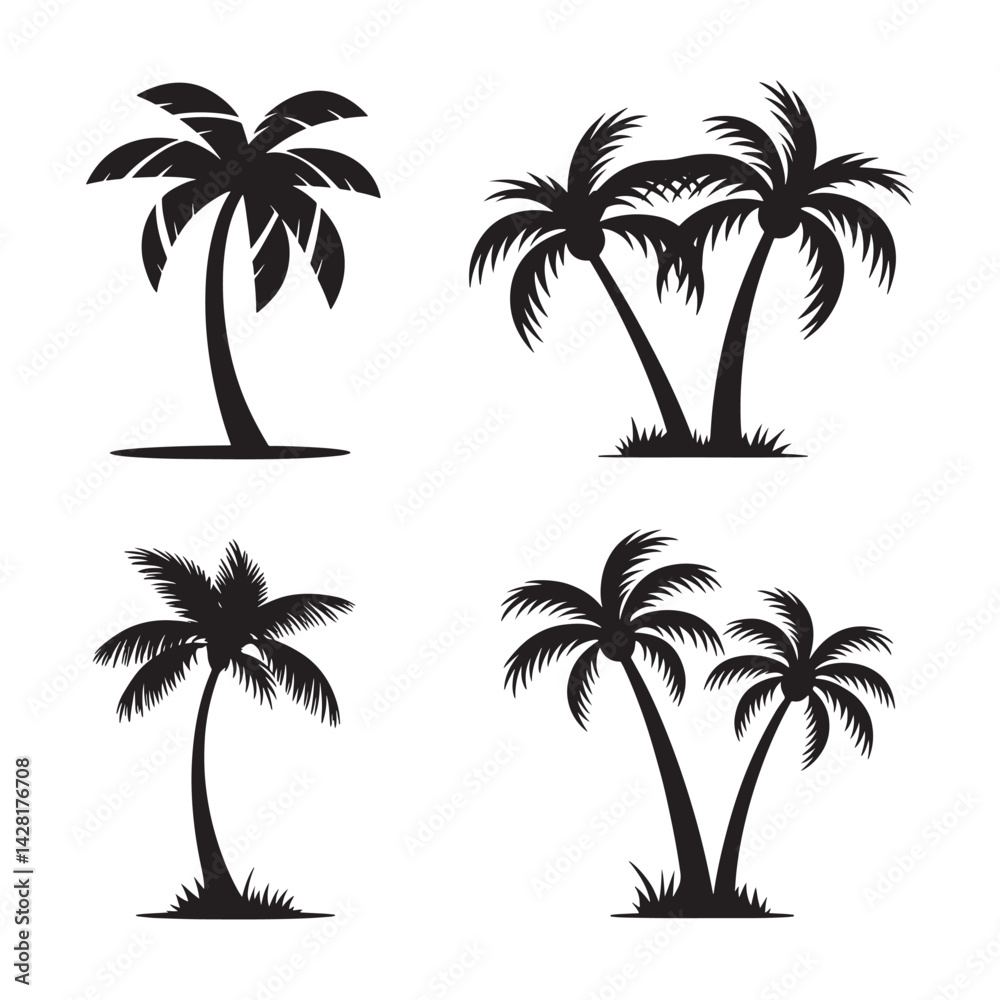 Fototapeta premium Palm tree, Palm Tree Silhouette Design Vector, 