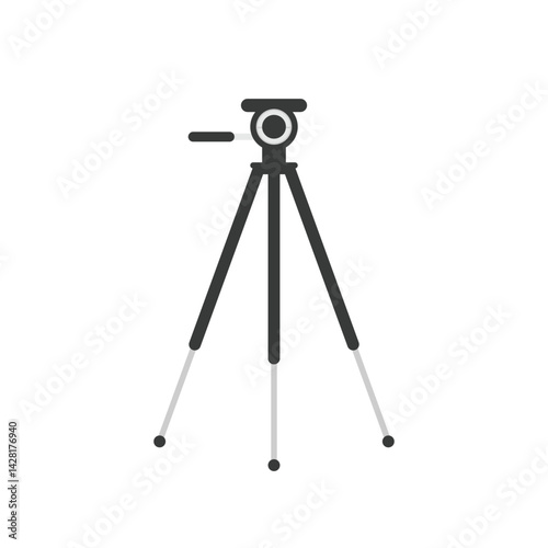 Minimalist illustration of a camera or phone tripod with extended legs, ideal for photography, videography, or studio setups on a white background.