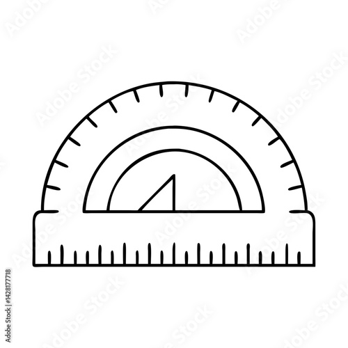 protractor icon, protractor line art - simple line art of protractor, perfect for protractor logos and icons
