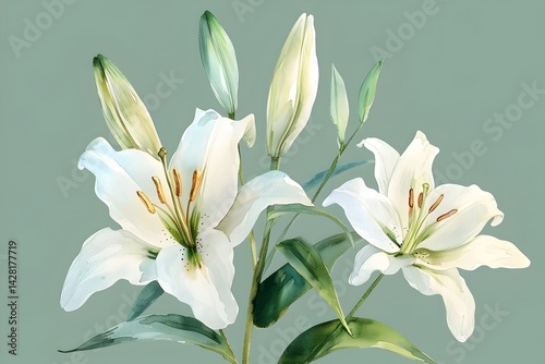 Elegant Watercolor Lily: A Graceful Floral