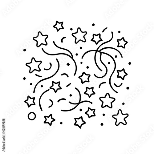 red white and blue confetti icon, red white and blue confetti line art - simple line art of red white and blue confetti, perfect for red white and blue confetti logos and icons