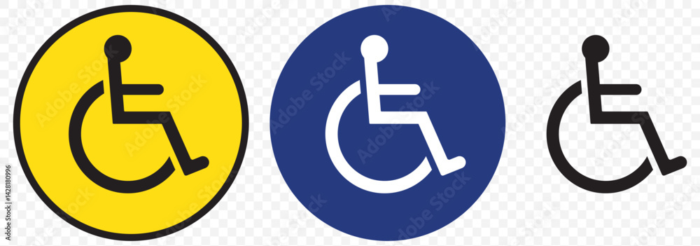 Black and white accessible wheelchair icon Accessibility icon representing a person in a wheelchair. Disabled handicap sign on transparent background. EPS 10. Black and white accessible wheelchair icon Accessibility icon representing a person in a wheelchair. Disabled handicap sign on transparent background. EPS 10.