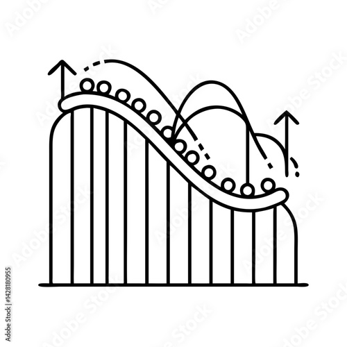 roller coaster icon, roller coaster line art - simple line art of roller coaster, perfect for roller coaster logos and icons