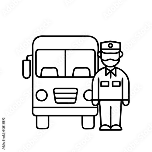 school bus driver icon, school bus driver line art - simple line art of school bus driver, perfect for school bus driver logos and icons