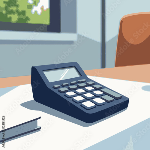 Modern minimalist desk calculator on clean workspace, productivity concept