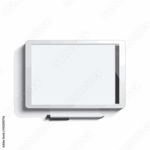 Sleek modern tablet with stylus on neutral surface, professional design