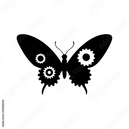 Steampunk Butterfly with Gear Accents Vector