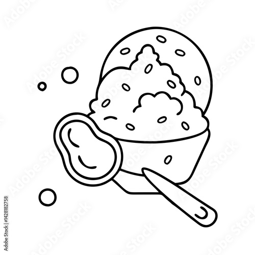 scoop of rocky road icon, scoop of rocky road line art - simple line art of scoop of rocky road, perfect for scoop of rocky road logos and icons