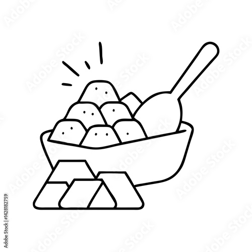scoop with edible gold icon, scoop with edible gold line art - simple line art of scoop with edible gold, perfect for scoop with edible gold logos and icons