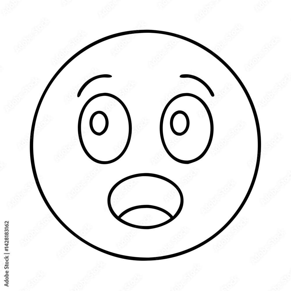 shocked face icon, shocked face line art - simple line art of shocked face, perfect for shocked face logos and icons shocked face icon, shocked face line art - simple line art of shocked face, perfect for shocked face logos and icons
