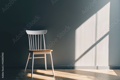 Single White Chair in Sunlit Room